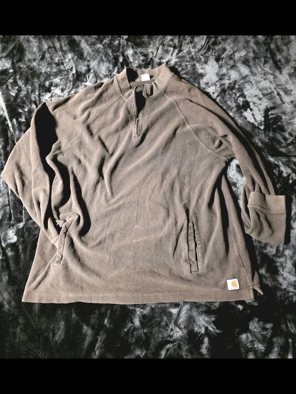 2XL Carhartt Men’s Brown Quarter-Zip Pullover Shirt With Pockets